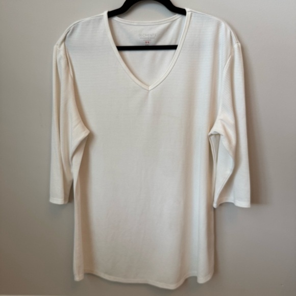 Segments V-Neck Ribbed 3/4 Sleeve Top Ivory Modal Basic Capsule Canada Sz XXL - Picture 1 of 8
